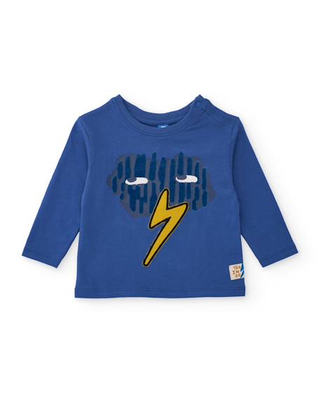 T-shirt à manches longues en jersey pour garçon avec motif ludique Bleu 1 - vertbaudet enfant 