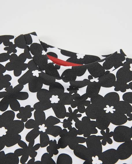 Robe pour fille en molleton avec imprimé floral et manches bouffantes Noir 3 - vertbaudet enfant 