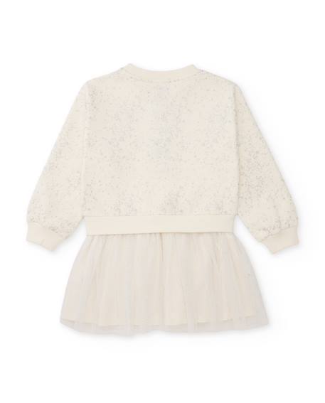 Robe pour fille avec haut en molleton brodé et jupe en tulle Blanc 2 - vertbaudet enfant 