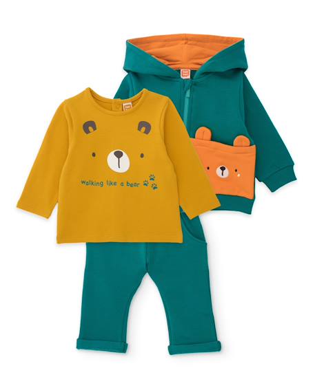 Ensemble en peluche pour bébé avec sweat à capuche Vert 1 - vertbaudet enfant 