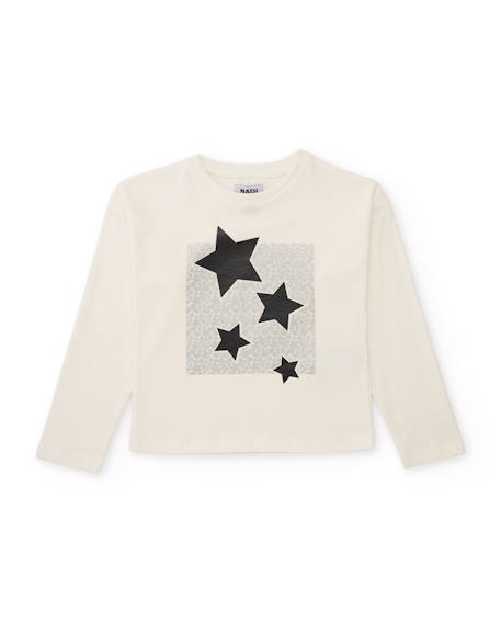 Ensemble fille en maille avec t-shirt motif étoiles et leggings assortis Blanc 2 - vertbaudet enfant 