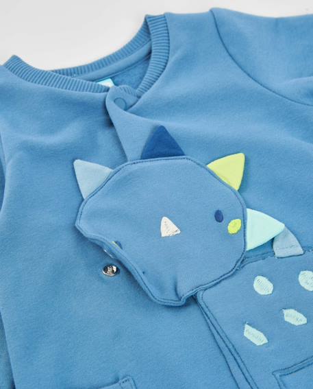 Barboteuse en molleton pour bébé avec motif dinosaure Bleu 3 - vertbaudet enfant 