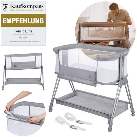 Lit cododo berceau 3en1 luna réglable en hauteur et inclinaison avec matelas Beige sand+Beige taupe+Grey concrete 13 - vertbaudet enfant 