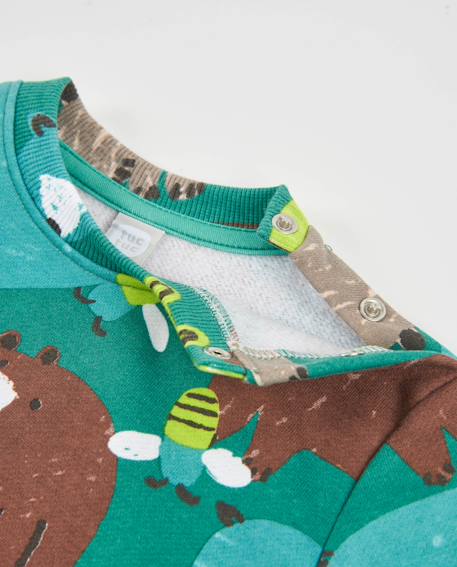 Sweat bébé garçon en molleton à imprimé ours et toucher doux Vert 4 - vertbaudet enfant 