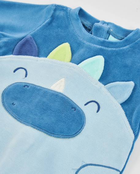 Barboteuse en maille pour bébé avec imprimé sur le devant Bleu 4 - vertbaudet enfant 