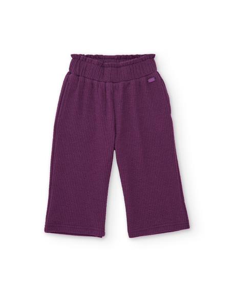 Pantalon côtelé bébé fille avec taille élastique Violet 2 - vertbaudet enfant 