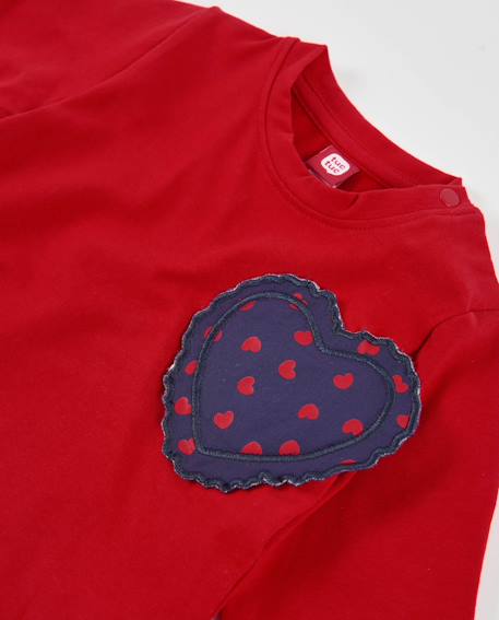 T-shirt fille en jersey à manches longues et écusson cœur Rouge 3 - vertbaudet enfant 