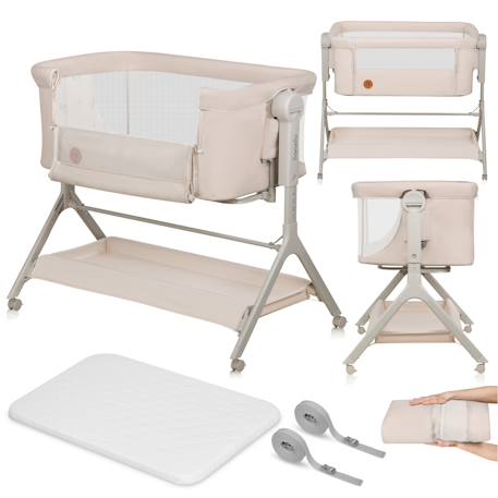 Lit cododo berceau 3en1 leonie plus réglable en hauteur et inclinaison Beige sand+Green sage+Grey stone 1 - vertbaudet enfant 