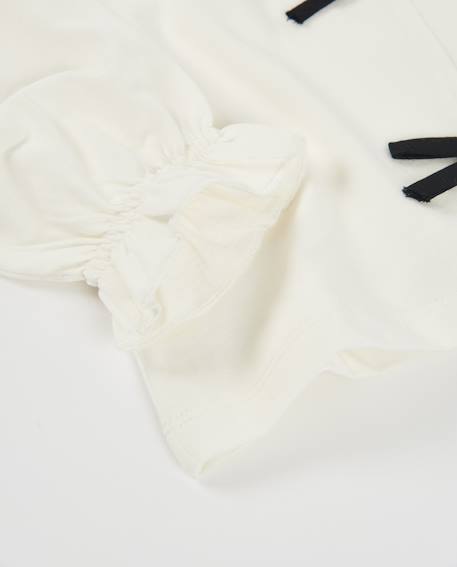 T-shirt pour fille en maille avec nœuds frontaux et poignets froncés Blanc 4 - vertbaudet enfant 