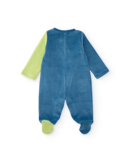 Barboteuse en molleton pour bébé avec dinosaure brodé Bleu 2 - vertbaudet enfant 