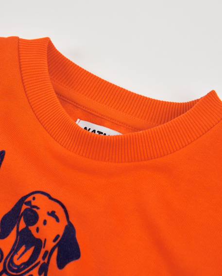 Sweat garçon en molleton avec imprimé chiens rockeurs Orange 3 - vertbaudet enfant 