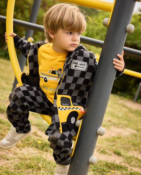 Pantalon de jogging bébé garçon en molleton à imprimé géométrique Noir 1 - vertbaudet enfant 