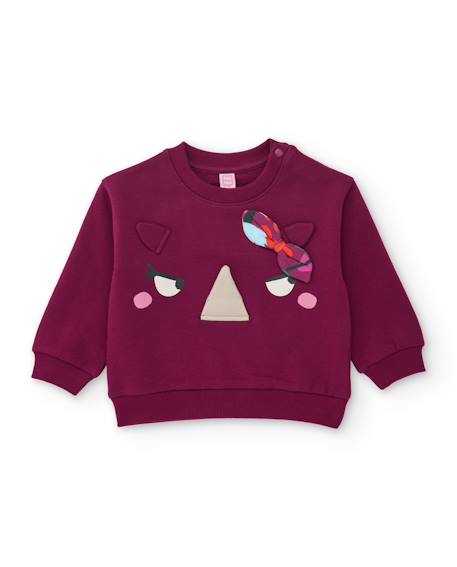 Ensemble fille en molleton avec sweat rhinocéros et legging floral Rouge 2 - vertbaudet enfant 