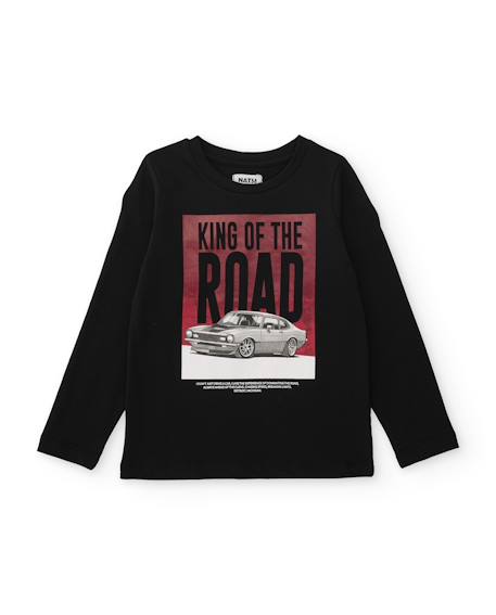 T-shirt garçon en jersey avec motif de voiture classique Noir 1 - vertbaudet enfant 