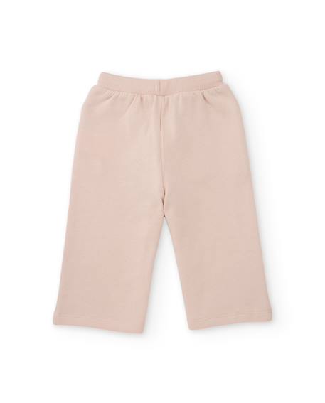 Pantalon en molleton pour fille avec broderie de fleurs et toucher doux Beige 2 - vertbaudet enfant 