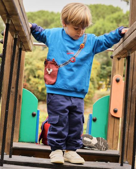 Pantalon cargo en molleton pour garçon au toucher doux Bleu 1 - vertbaudet enfant 