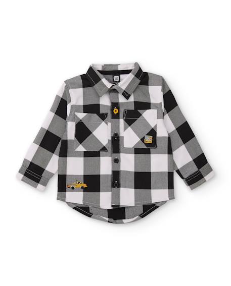 Chemise bébé garçon en toile à carreaux avec poche brodée Noir 1 - vertbaudet enfant 