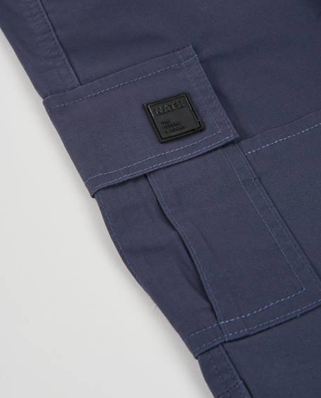 Pantalon cargo garçon en coton avec taille élastique et bas ajustés Bleu 4 - vertbaudet enfant 