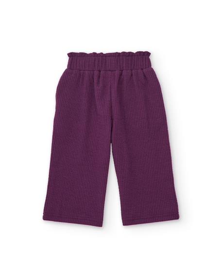 Pantalon côtelé fille avec taille élastique Violet 3 - vertbaudet enfant 