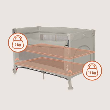 Lit cododo 3en1 ellen avec fonction lit parapluie et parc bébé, matelas haute densité et roulettes Beige sand+Black carbon+Green sage 2 - vertbaudet enfant 