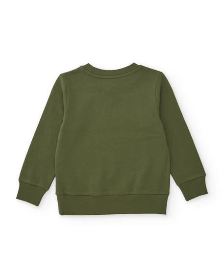 Ensemble garçon avec sweat en coton à motif urbain et pantalon Vert 4 - vertbaudet enfant 