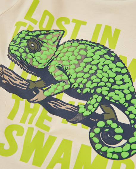 T-shirt garçon en jersey avec imprimé caméléon Blanc 3 - vertbaudet enfant 