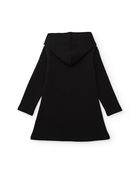 Robe fille en molleton avec capuche doublée et design fantaisie Noir 2 - vertbaudet enfant 