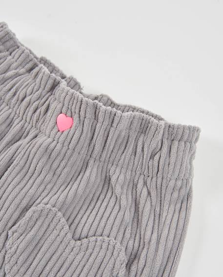 Pantalon en velours côtelé pour fille avec détails de cœurs Gris 3 - vertbaudet enfant 