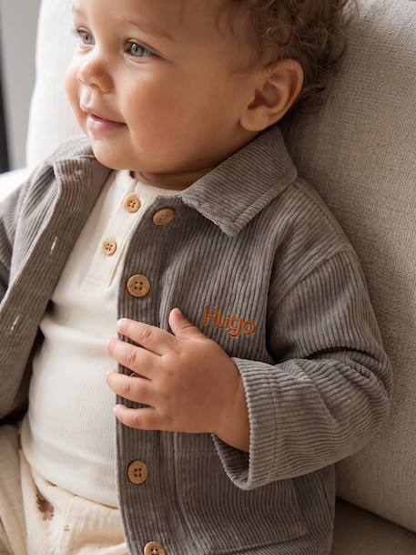 Ensemble surchemise et T-shirt bébé personnalisable kaki 1 - vertbaudet enfant 