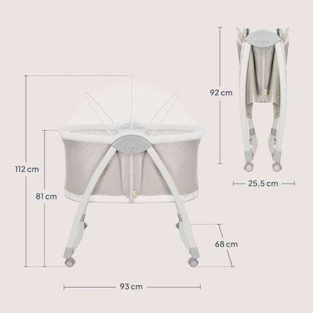 Lit bébé berceau 2en1 gaya pliable avec 4 roues et moustiquaire Beige latte+Beige sand 12 - vertbaudet enfant 