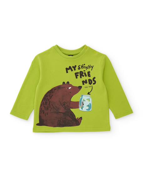 T-shirt bébé garçon en jersey à imprimé ours brun Vert 1 - vertbaudet enfant 