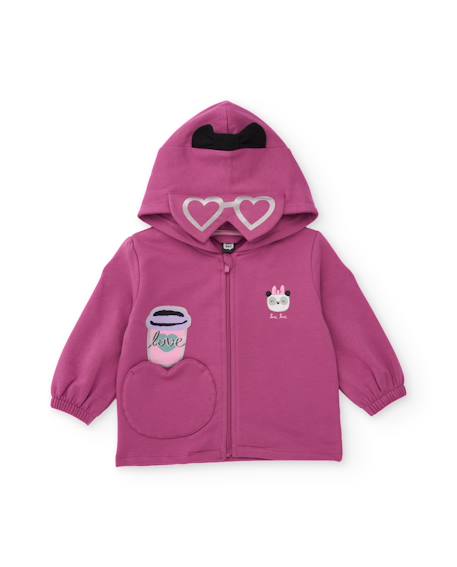 Ensemble fille en molleton avec sweat à capuche et legging assorti Violet 2 - vertbaudet enfant 