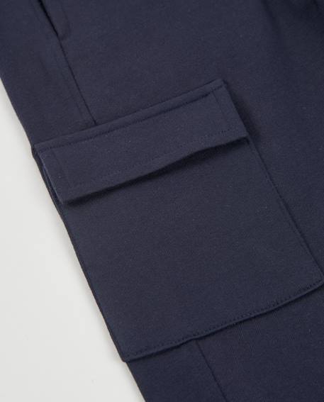 Pantalon garçon en molleton avec poche cargo et poignets élastiques Bleu 4 - vertbaudet enfant 