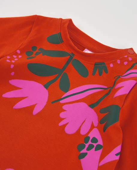 T-shirt fille en jersey imprimé floral à manches longues Orange 3 - vertbaudet enfant 