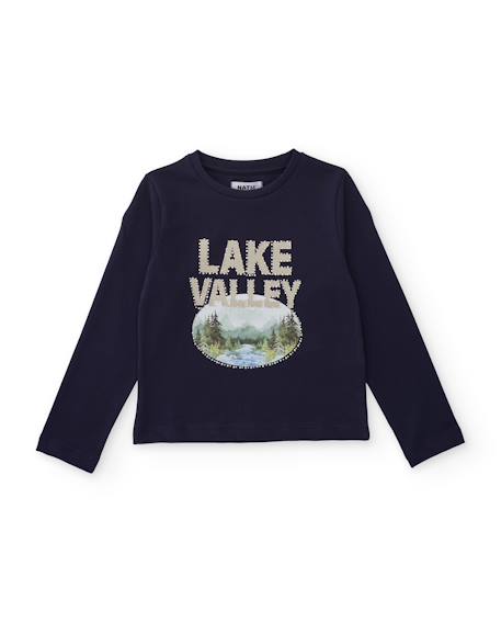 Ensemble en maille pour fille avec t-shirt imprimé et leggings évasés Bleu 2 - vertbaudet enfant 