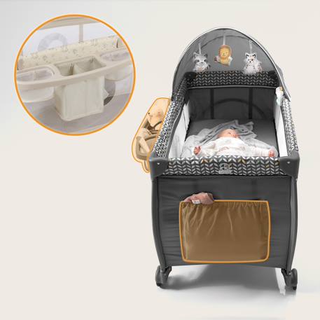 Lit parapluie parc bébé 3en1 sven plus 0-36 mois avec table à langer et moustiquaire Beige latte+Beige olive+Grey scandi 3 - vertbaudet enfant 
