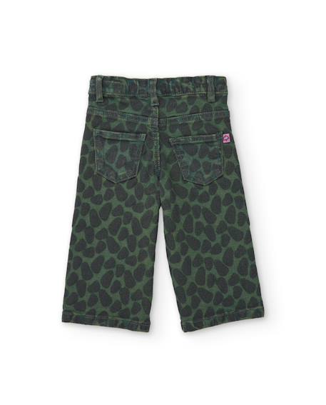Pantalon fille en coton imprimé léopard et taille confortable Vert 2 - vertbaudet enfant 