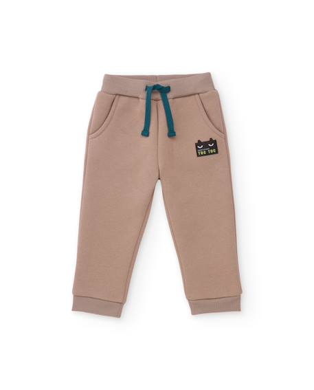 Pantalon bébé garçon en molleton à taille élastique et coupe confortable Beige 2 - vertbaudet enfant 
