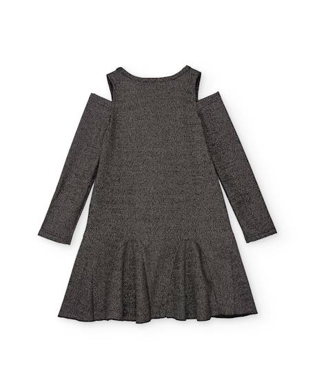 Robe fille avec épaules dénudées et détails brillants Gris 2 - vertbaudet enfant 
