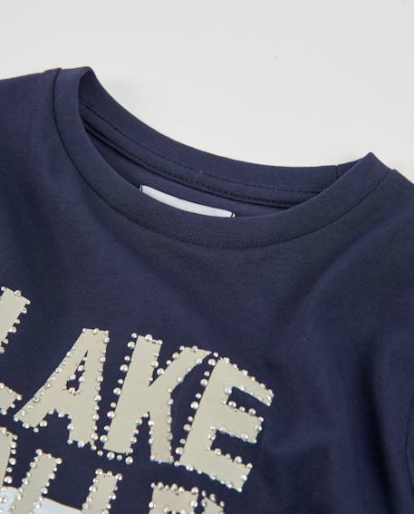 T-shirt de fille en maille avec manches longues et imprimé paysage Bleu 3 - vertbaudet enfant 