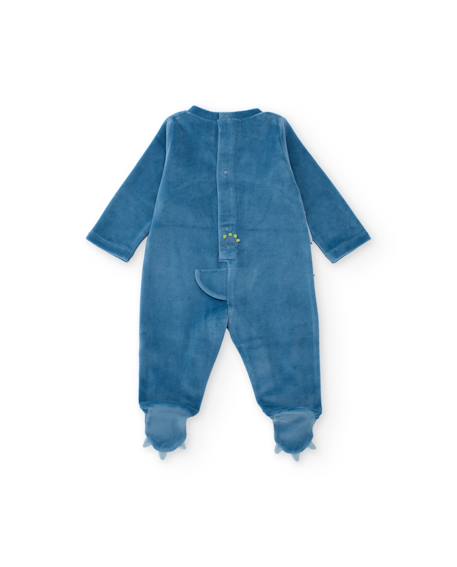 Barboteuse en maille pour bébé avec imprimé sur le devant Bleu 2 - vertbaudet enfant 