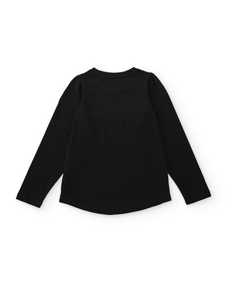 T-shirt pour fille en maille avec nœud décoratif et manches longues Noir 2 - vertbaudet enfant 