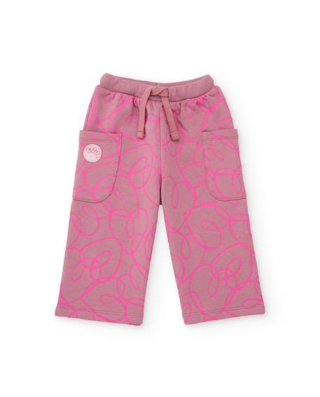 Ensemble en molleton pour fille avec sweat imprimé et pantalon assorti Rose 3 - vertbaudet enfant 