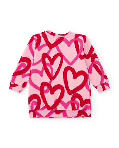 Robe fille en molleton doux à imprimé cœurs Rose 3 - vertbaudet enfant 
