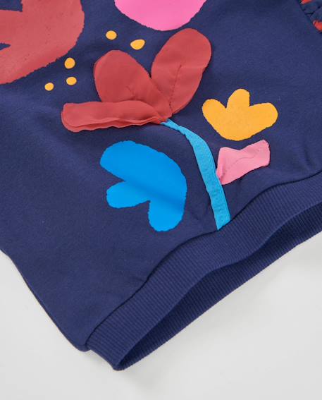 Sweat en molleton pour fille à motif floral et volants Bleu 5 - vertbaudet enfant 