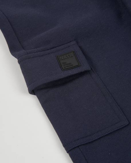 Pantalon garçon en molleton avec poches cargo et taille ajustable Bleu 5 - vertbaudet enfant 