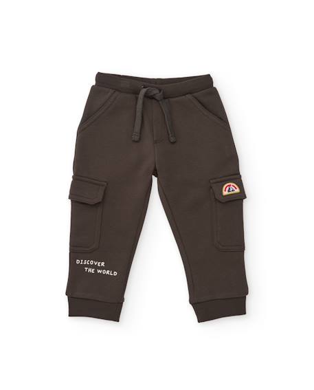 Pantalon en molleton pour garçon avec poches cargo Marron 1 - vertbaudet enfant 