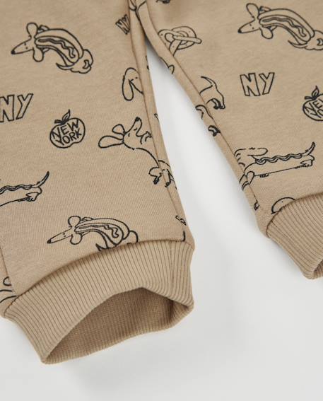 Pantalon en molleton pour garçon avec motif amusant et cordon de serrage Marron 4 - vertbaudet enfant 