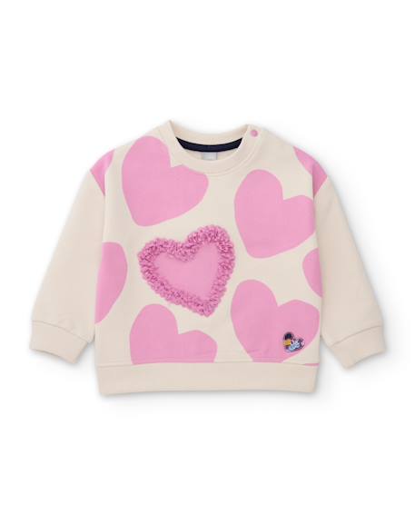 Ensemble fille en molleton avec sweat à cœurs et legging assorti Rose 3 - vertbaudet enfant 