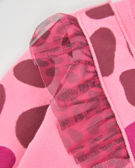 Robe fille en molleton à imprimé animal et jupe en tulle Rose 3 - vertbaudet enfant 